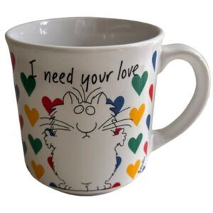 Vtg. Sandra Boynton I Need Your Love Cat /Heart Coffee Mug Paper Greetings